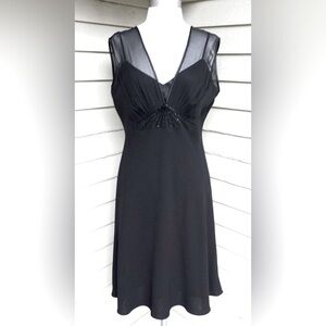 Jones New York Black Sheer Top Cocktail Dress Size M